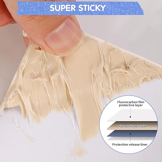 RV Roof Tape with Rubber Roller, 6 Inch x 50 Feet RV Sealant Tape for Camper Roof Repair, Boat Sealing, Trailer Roofing Seam Leaks, UV Resistant, Waterproof, White