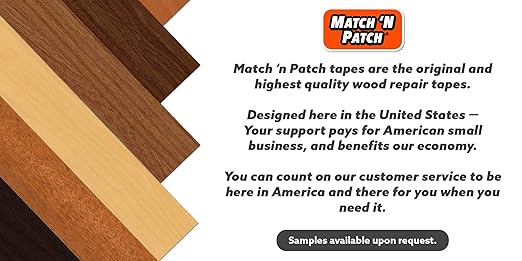 MATCH 'N PATCH Project+ Wood Grain Repair Tape - Antique Oak, 4.5 in x 30 ft (1-Pack) – Wood Grain Colored Duct Tape for Mirror Frame, Trim, Borders, Floor and Other Furniture, Scratch Repair Kit