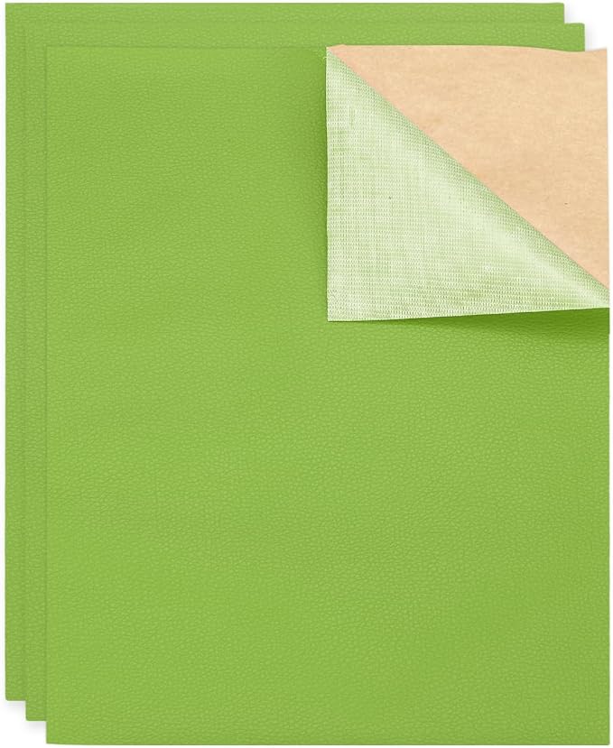 MECCANIXITY 3 Pcs Leather Repair Patch 10"x12" Self-Adhesive Leather Vinyl Repair Tape Kit for Furniture Couches Sofa Chair Car Boat Seats Jackets, Light Green