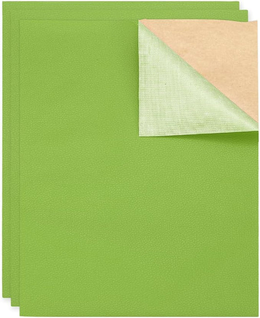 MECCANIXITY 3 Pcs Leather Repair Patch 10"x12" Self-Adhesive Leather Vinyl Repair Tape Kit for Furniture Couches Sofa Chair Car Boat Seats Jackets, Light Green