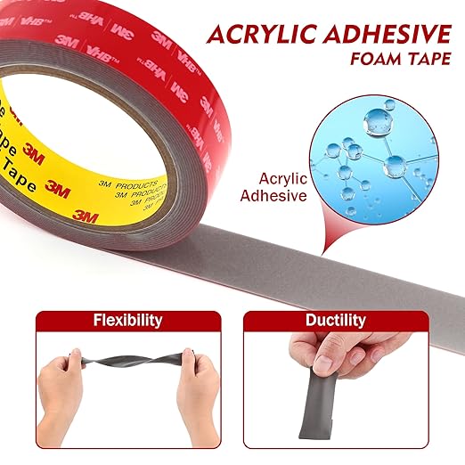 3M Double Sided Tape 0.5" x 15.4Ft Heavy Duty Mounting Tape 5608 Foam Tape Waterproof for Indoor Outdoor Home Office Car Decor