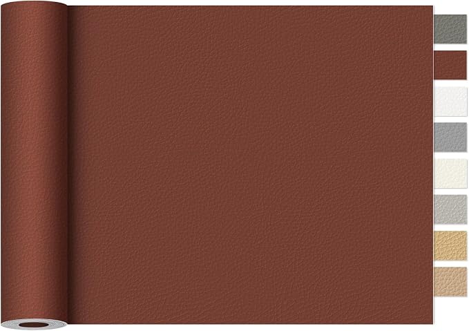 Leather Repair Tape,16 x 30 Inches Self Adhesive Leather Repair Patch，Leather Repair Kit for Furniture，Couches,Car Seats,Cabinets,Handbags(Brown)