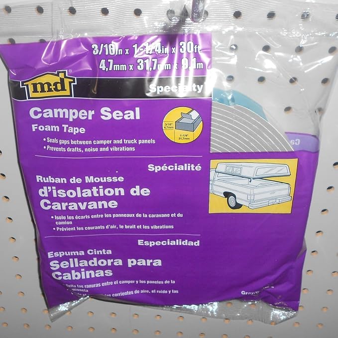 M-D Building Products 02352 30 ft. Gray Foam Tape Camper Seal for Camper Shells (Pack of 6)