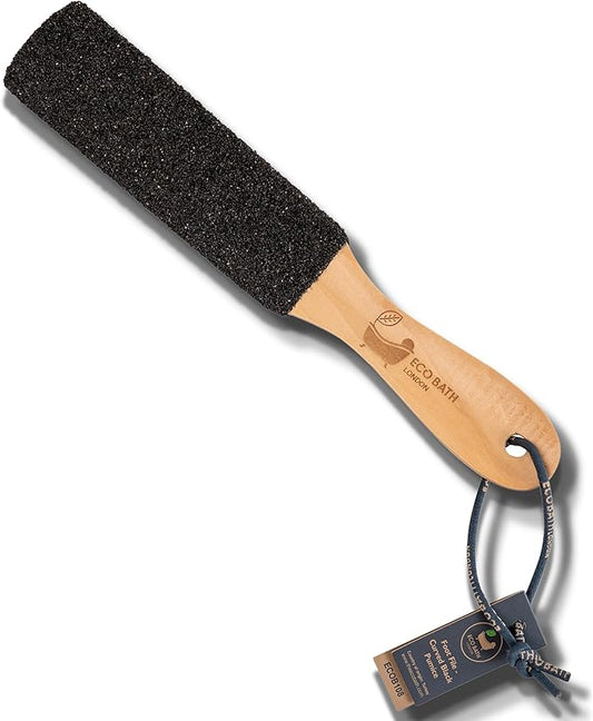 Eco Bath London Natural Pumice Foot File Black Flat - Callus Remover for Feet, Dead Skin Heel Scrubber, Pedicure Foot Care Tool for Cracked Dry Heels, Callus Dead Skin Remover for Women and Men
