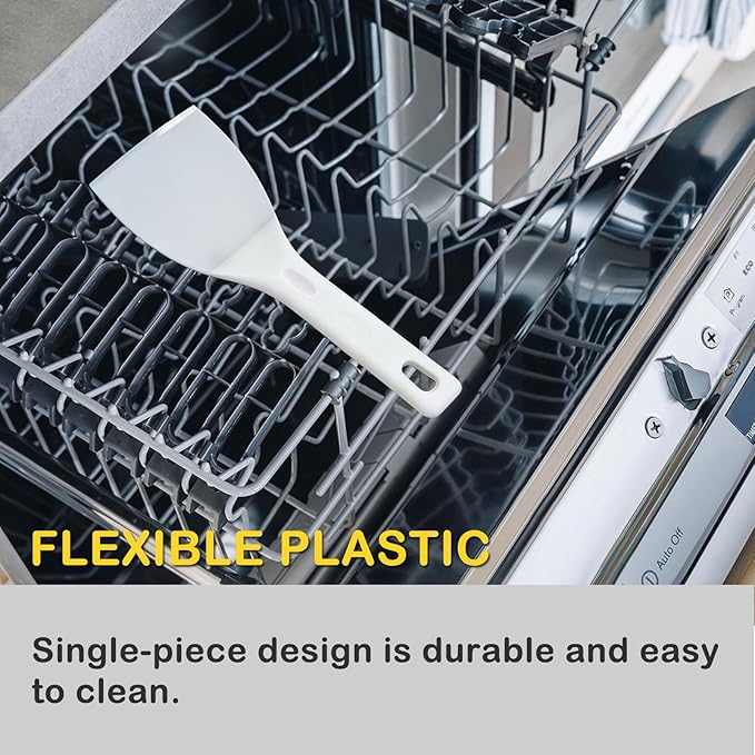 Pizza Dough Scraper with Handle Dough Spatula White Flexible Plastic Food Safe Scraper Tool 4 Inch Bench Scraper