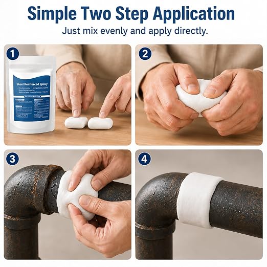 Steel Reinforced Epoxy Putty,Strong Clay Iron Adhesive,Waterproof 2-Part Repair Clay,High Strength Epoxy Clay,Multi-Purpose Filler Putty for Cracks Holes Pipes, Drillable Sandable Paintable (3PCS)