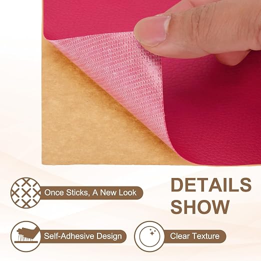PATIKIL Leather Repair Patch, 2 Pack 10 x 24 Inch Self-Adhesive Vinyl Patch Furniture Tape Repair Kit for Sofas Couches Stools Chairs Cabinets Bags, Rose Red