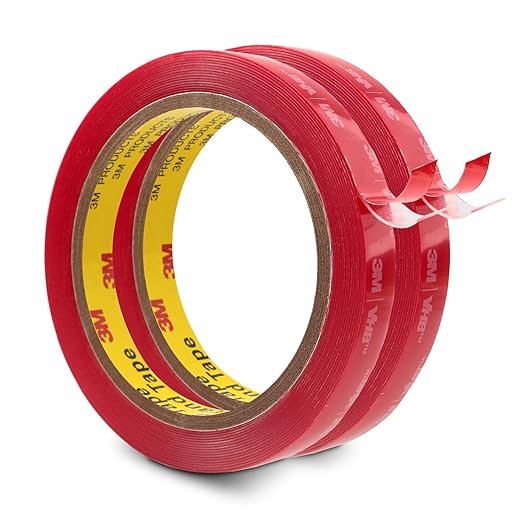 3M Double Sided Tape 0.5''x15.4Ft Clear 2 Pack Heavy Duty | Waterproof Mounting Tape 4910 Adhesive Foam Tape for Automotive Car Trim Nameplate Indoor Outdoor, 0.04in Thick