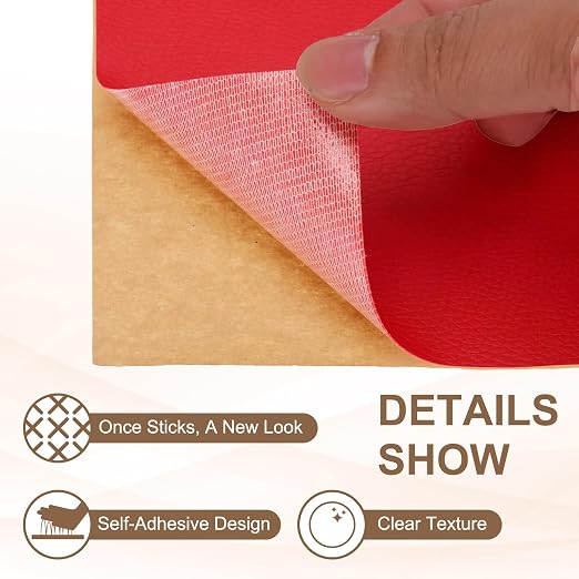 PATIKIL Leather Repair Patch, 2 Pack 10 x 24 Inch Self-Adhesive Vinyl Patch Furniture Tape Repair Kit for Sofas Couches Stools Chairs Cabinets Bags, Red