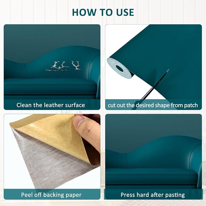 AOOTOOLINK Leather Repair Patch 17X237 Inch Self Adhesive Leather Repair, Large Leather Repair Tape for Couches, Furniture, Car Seats, Cabinets, Sofa, Handbags (Haze Blue, 17X237 Inch)