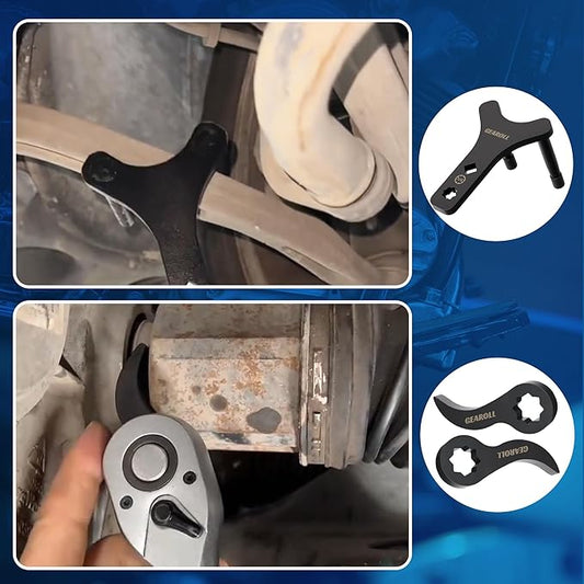 Lower Control Arm Prying Tool with Two Pry Bar Wrench Adaptor Head, Suspension Specialty Arm Lever Bushing Tool, Ratchet Pry Bar Attachment, Compatible with 1/2" Drive Extension Breaker Bar