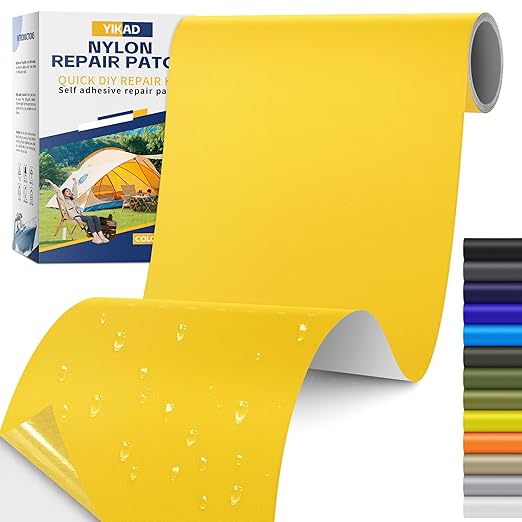 Fabric Repair Tape, Self Adhesive Nylon Repair Patch, Waterproof Outdoor Nylon Tape/Patch Kit for Down Jacket Clothing Tent Awnings Boat Cover Couches Yellow 4x70 inch