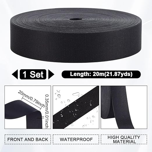 AHANDMAKER 65.61 FT x 0.8 Inch Cloth Heat Sealing Tape Waterproof Iron-On Seam Sealing Fabric Adhesive Repair Tape Heat Proof Cloth Tape for Jacket Sportswear Raincoat, Black