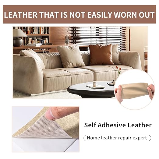 Leather Repair Patch Tape, Black 3 x 61 Inches Self Adhesive Leather Repair Kit for Furniture, Car Seat,Vinyl Leather Repair Kit for Office Chairs, Couch, Sofa, Luggage