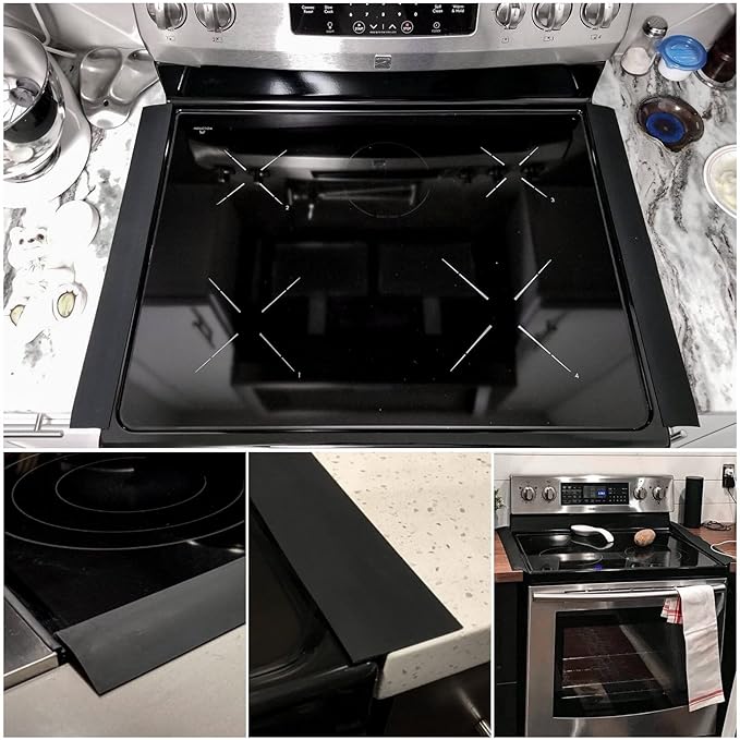 Gap Filler for Stove and Counter - Kitchen Stove Counter Gap Cover Silicone Gap Cover Between Stove and Counter 25 Inches Black