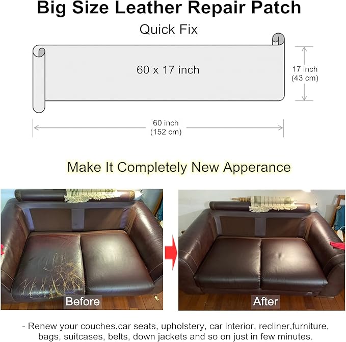 ILOFRI Leather Repair Tape, 1760 Inch Self-Adhesive Leather Repair Patch, Dark Brown #1 Vinyl Repair Kit for Couch, Furniture, Car Seats, Sofas, Chairs, Jackets, Quick Fix for Tears, Burns, Scratches