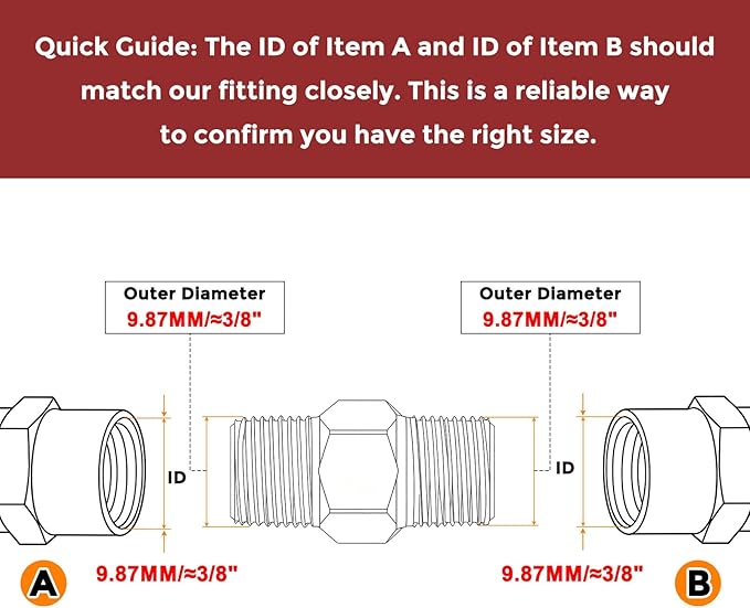 Pack of 2, 1/8" NPT Male to 1/8" NPT Male Solid Brass Hex Nipple Hose Connectors, Male Pipe Adapter for Pipe Leak Repair, Bathroom Remodeling, Tool Extensions, Compression
