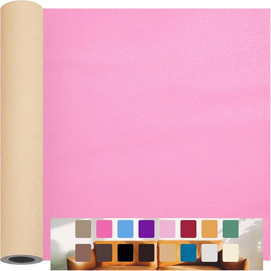 Pink Leather Repair Patch Tape, 12×54 Inch Self Adhesive Leather Repair Kit Vinyl Repair Tape for Furniture, Sofa Leather Repair Patch Waterproof for Car Seat, Office Chair, Boat Cover 1 Roll