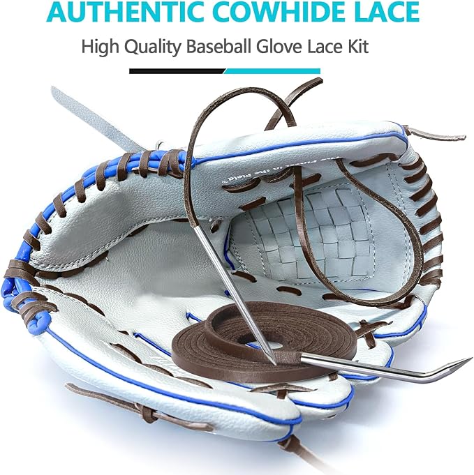 Baseball Glove Lace, Mitt Lace Repair Kit Softball 2 Leather Laces and 2 Lacing Needles for Catcher's Glove