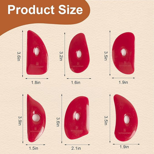 DIYOOHOMY Pottery Ribs for Pottery Tools and Clay Tools, Soft Silicone Ceramic Supplies Kit for Shapes Sculpting,Mud,Trimming,Throwing (6)