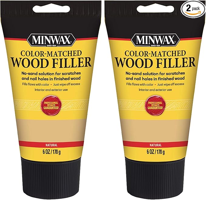 Minwax 448520000 Color-Matched Filler Wood Putty, Natural 6 oz (Pack of 2)