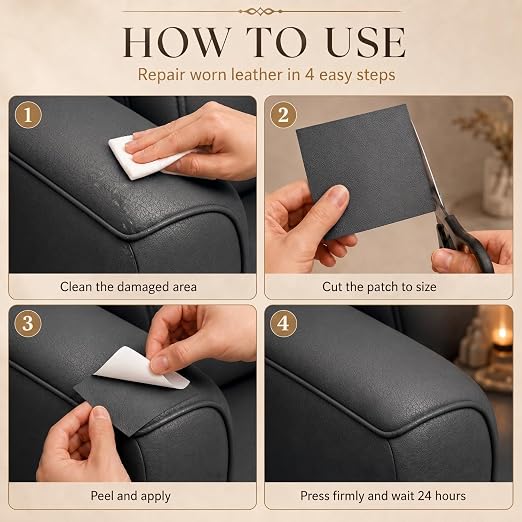 Self Adhesive Leather Repair Patch 24x54 Inch Sofa Car Seat Strong Adhesive | YAWQIRV Strong Self Adhesive Patch, Leather Repair Kit, Vinyl Repair Kit for Sofa, Waterproof Scratch Fix, Durable, Dark Grey