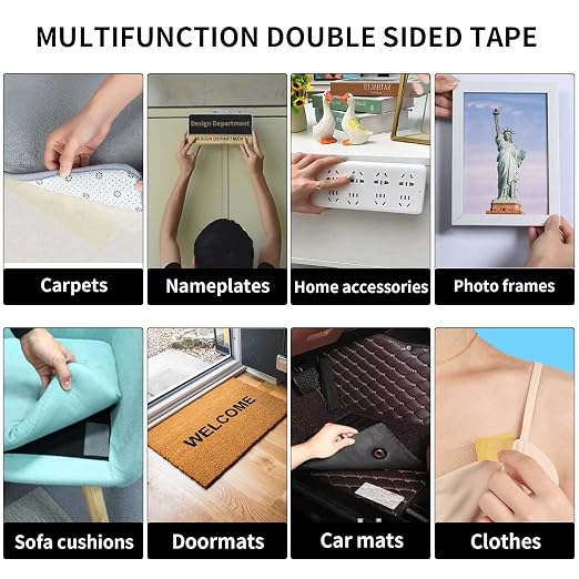Birllaid Fabric Tape Multifunctional Double Sided Tape,Clear Tape for Clothes,Double Stick Carpet Tape Heavy Duty 1inchx33FT10m High Stickness Strong 2 Sided Tape