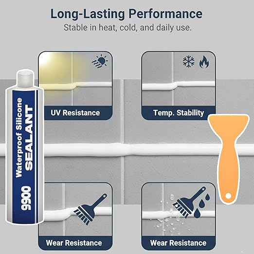 All-Purpose Super-Bonding Structural Sealant, 9900 Sealant Waterproof, Waterproof Adhesive 9900, Multi-Surfaces Adhesive for Roof Bathroom Tile (Grey-1PCS)