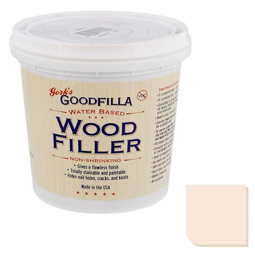 Goodfilla Neutral Base,1 Quart (3.5lbs) Wood and Grain Filler, Stainable, Tintable, Sandable, Zero Waste, Non-Toxic, USA Made