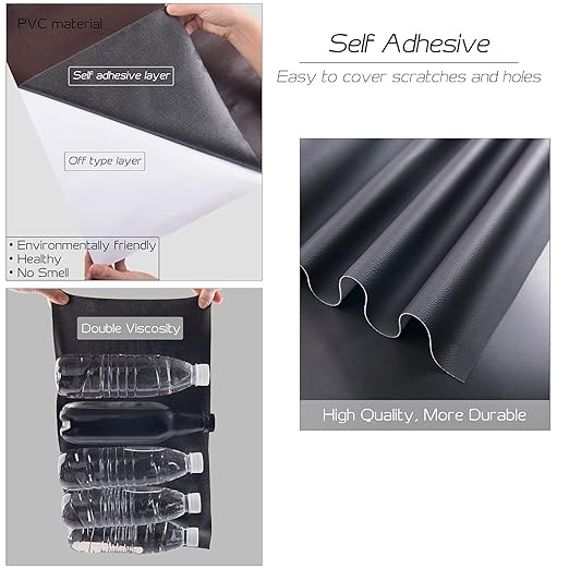 Leather Repair Patch 36X158 inch Large Self-Adhesive Leather Repair Tape, Reupholster Leather Patches for Furniture Couch Chairs Car Seat (Black, 36x158 inch)