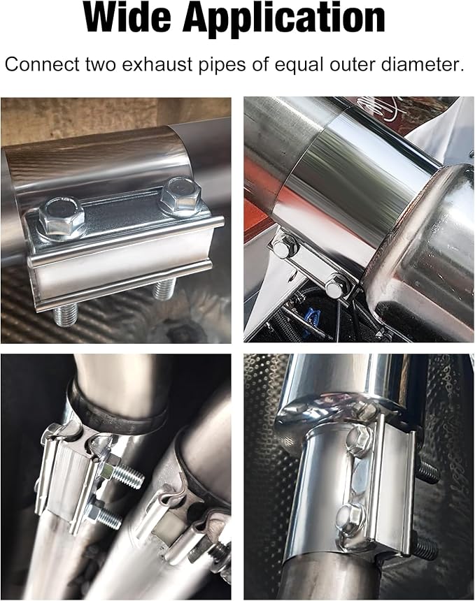EVIL ENERGY 3.5 Inch Exhaust Clamp, 3 1/2" Butt Joint Band Clamp Sleeve Coupler Stainless Steel for Pipes, Mufflers, Catalytic Converters 4PCS