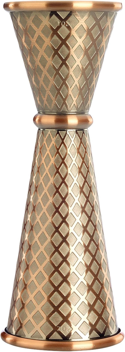 Barfly 1 x 2 oz. Diamond Lattice Etch Japanese Style Jigger, Antique Copper