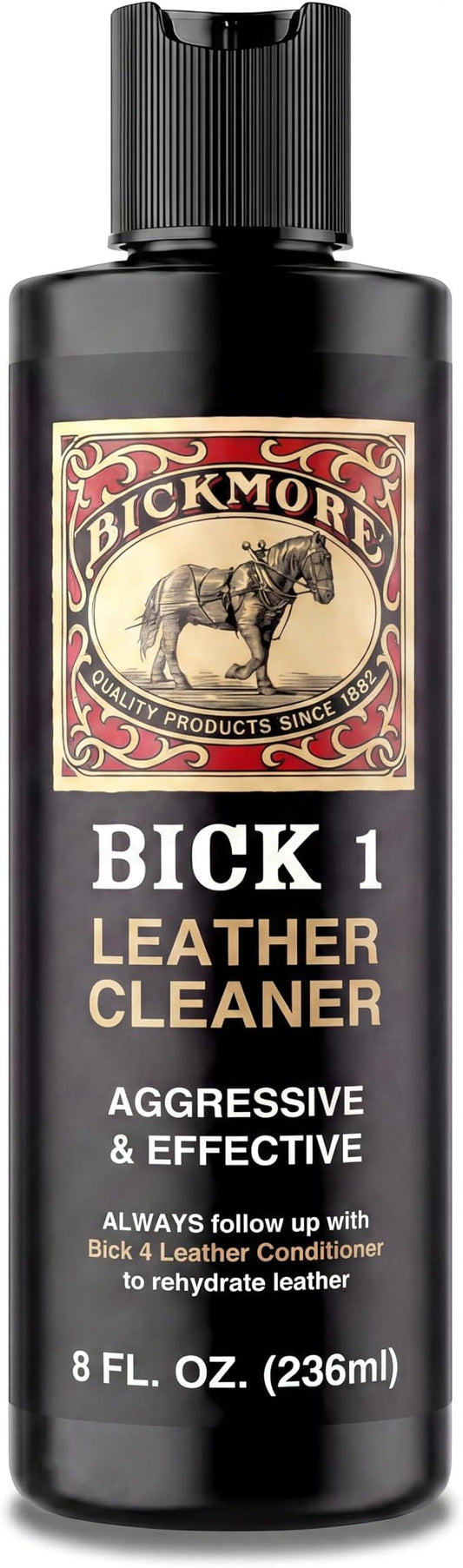Bickmore Bick 1 Leather Cleaner 8 oz - Clean Dirt, Oil, Sweat, Salt, and Water Stains from All Colored, White, and Black Leather