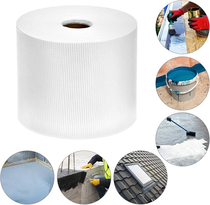 QWORK Waterproofing Membrane Fabric, 6 Inches x 328 Feet Anti-Fracture Liquid Waterproof Membranes Fiberglass Tape for Shower Wall,Leak,Seam