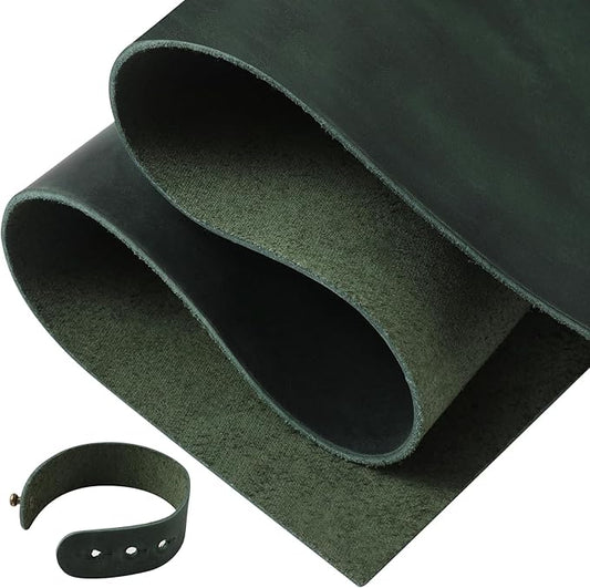RingSun 6''X12'' Green Leather Sheets for Crafts (4mm), Full Grain Leather Tooling Leather