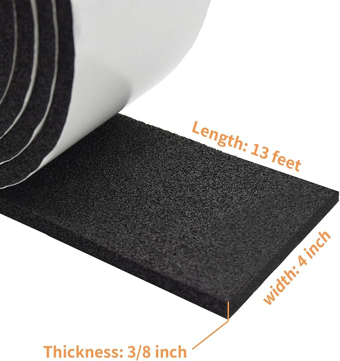 DOBTIM Pipe Insulation Foam Wrap Tape, Self Adhesive with High Resilience for Pipe Insulation Wrap 13 Ft Long x 4 Inch Wide x 3/8 Inch Thick