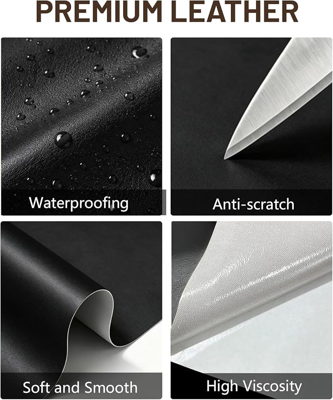 BOUYEER Leather Repair Patch Tape Kit,Self Adhesive Leather Repair for Sofa，Car Seat,Office Chair,Furniture,Jacket,Waterproof Strong Adhesive Vinyl Repair Kit. 17 in x 79 in,Fine Grained Dark Brown