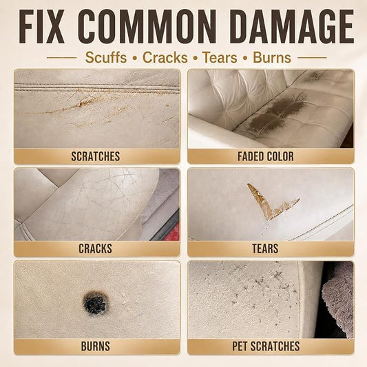 ARCSSAI ARCSSAL Neutral Color Leather & Vinyl Repair Kit – DIY Couch, Furniture & Car Seat Repair, Restores Genuine, Faux & Bonded Leather, Fix Scratches, Tears & Cracks