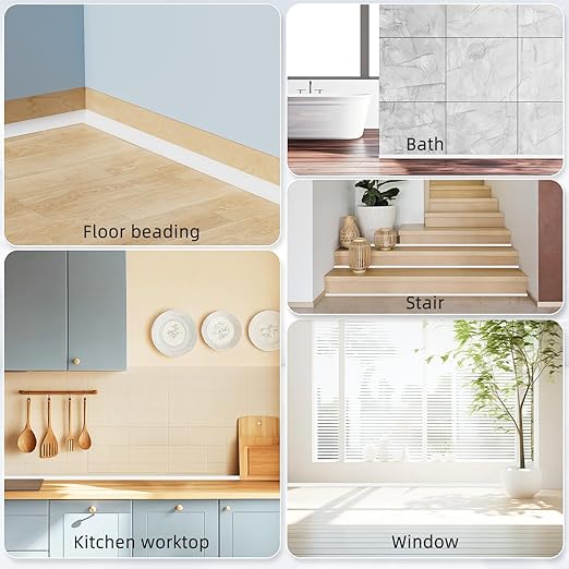Flexible Quarter Round Molding Trim Peel and Stick 472Inch White,Small Self Adhesive Silicone Shoe Moulding,Bendable Mini Waterproof Caulk Strip for Baseboard,Wall,Bathtub,Floor,Bathroom,Crown