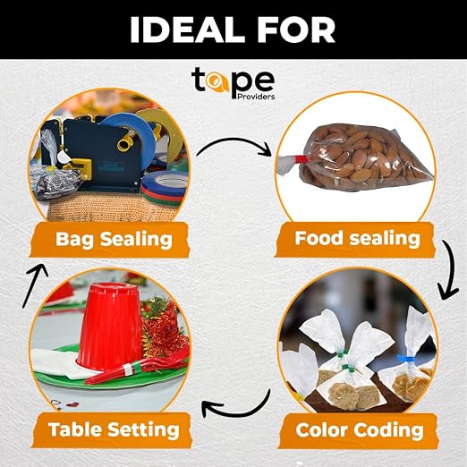 WOD Black Produce Poly Bag Sealing Tape, 3/8 inch x 180 yds. for Packaging and Sealing of Meat, Gifts, or Ice Bags BSTC24PVC