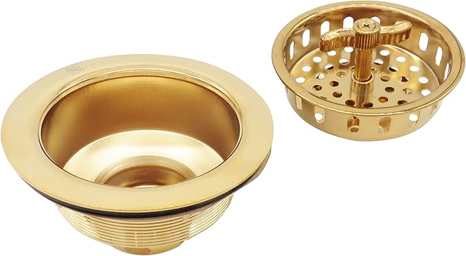 Westbrass A213-01 3-1/2" Wing Nut Twist Style Large Kitchen Sink Basket Strainer, Polished Brass