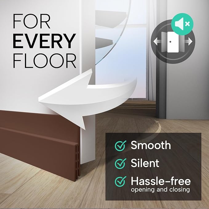 Vellure® Door Draft Stopper for Bottom of Door - Premium Door Sweep for Bottom of Door/Weather Stripping Door Seal (Save Energy – installs Quickly and Easily) Door Strip Ideal for (5, Brown)