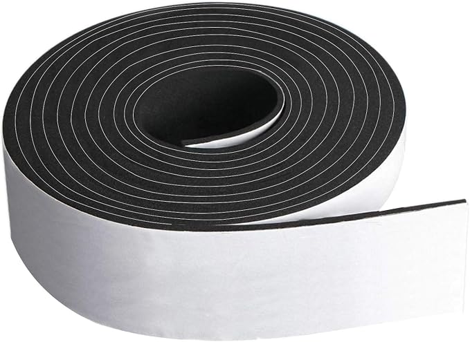 Neoprene Foam Strip Roll By Dualplex, 3" Wide x 10' Long 1/16" Thick, Weather Seal High Density Stripping with Adhesive Backing – Weather Strip Roll Insulation Foam Strips