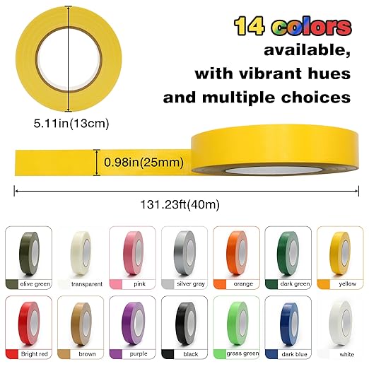 Duct Tape 1 Inch X 44 Yards, 8.5 mil Thickness, Heavy Duty Red Duct Tape, No Residue, Waterproof, Tear by Hand for Repairs, Industrial, Professional Use