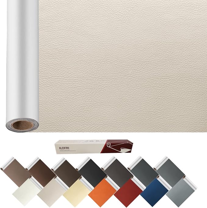 Leather Repair Kit for Furniture, 60x17 inch Self Adhesive Leather Repair Patch Tape, Vinyl Repair Kit for Couches, Furniture, Car Seat, Boat Seat, Sofa, Vinyl Upholstery, Chair, Interior - Ivory