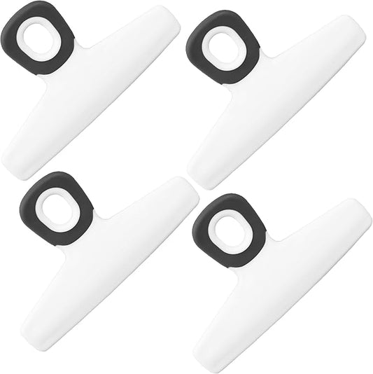 COOK WITH COLOR Wide Heavy Duty Chip Clips, Large Bag Clips for Food Storage, Pack of 4, White