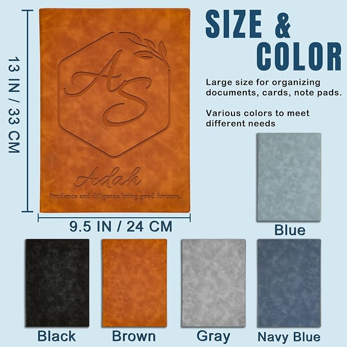 Personalized Leather Padfolio with Engraved Text/Name Customized Faux Leather Portfolio for Schools, Conferences, Corporate Offices