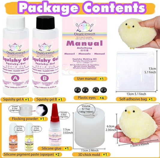 Taba Squishy Maker Big Chick Silicone Mold+Gel+Kits Fufu Squish Making Pack