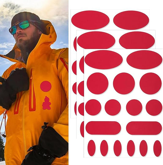 Waterproof Self-Adhesive Fabric Repair Tape - Tent Repair Kit,51pcs Nylon Fabric Patches for Tent, Jacket, Clothes, Puffer Down Jacket,Sleeping Bag, Outdoor Gear Tenacious Repairs Tape, Dark Red
