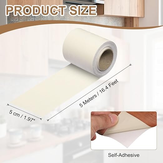 uxcell Wood Tape, 2 Inch x 16ft Self-Adhesive Wood Grain Repair Tape Patch with Plastic Scraper for Baseboards, Doors, Windows, Floor Repair and Furniture Renovation, Beige